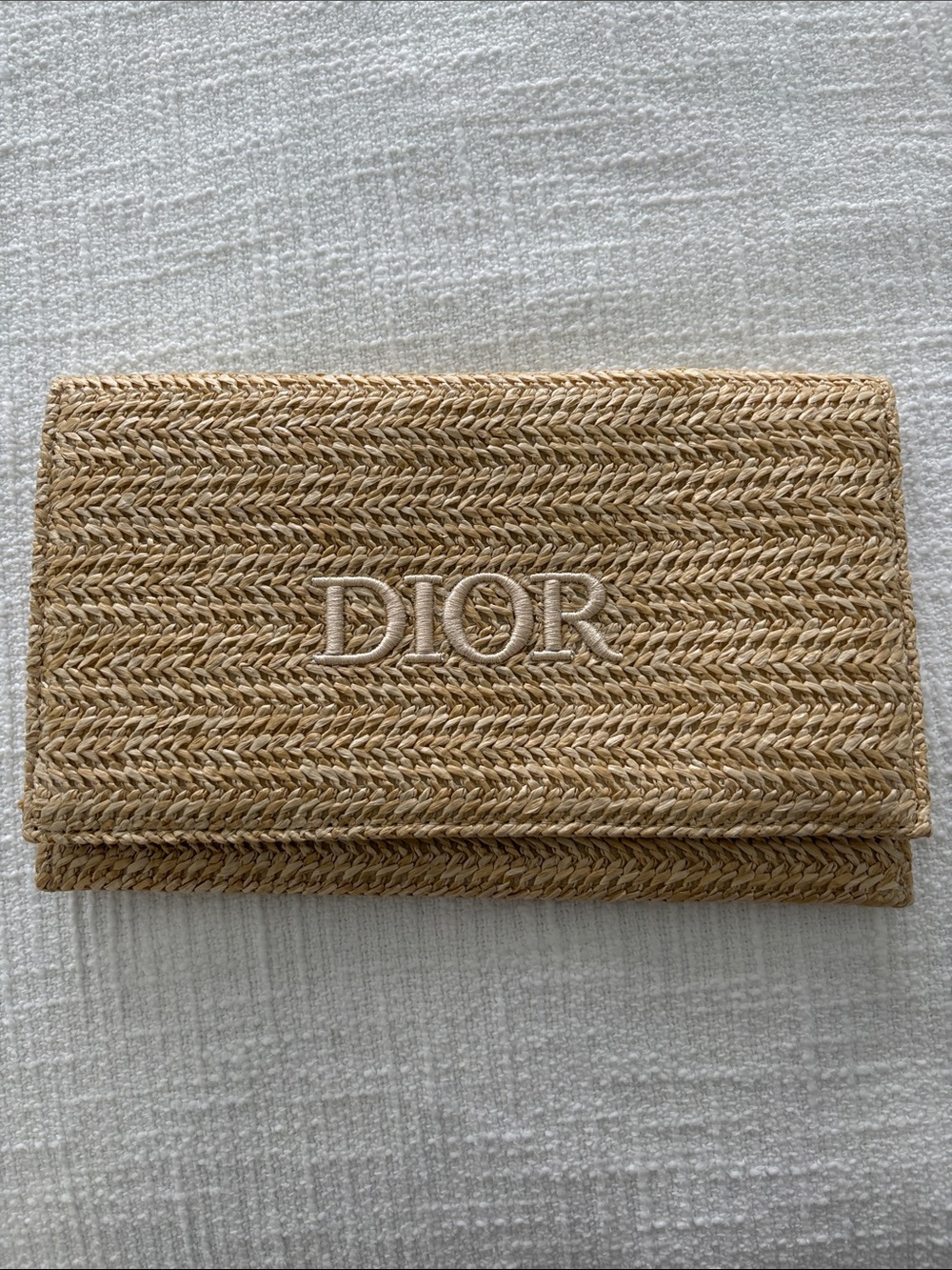 Dior Natural Woven Straw Cosmetic Clutch